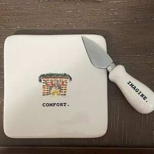 Rae Dunn Cream Cheese Spreader and Plate Set